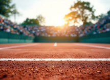 Giocatori di tennis durante una partita con tecnologia elettronica