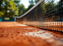 Giocatori di tennis in azione durante un torneo internazionale