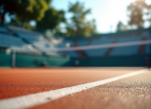 Giocatori di tennis in azione durante un torneo internazionale