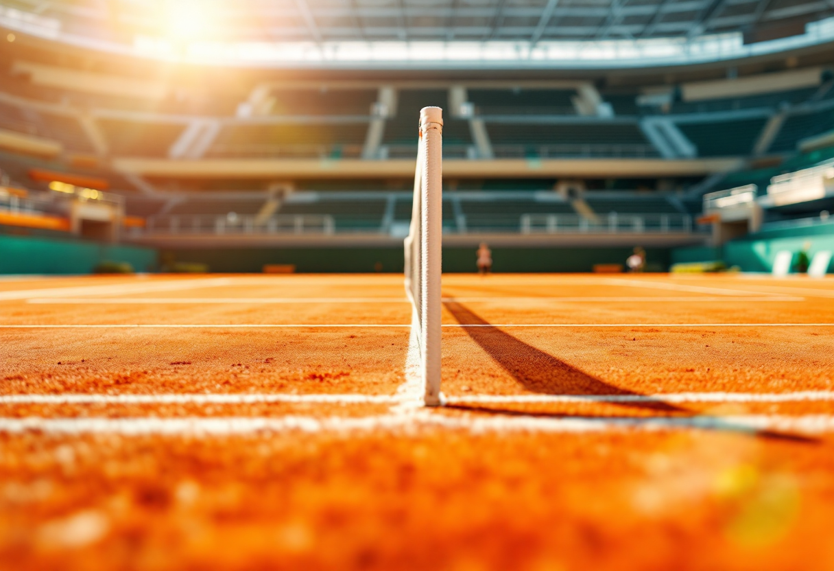 Matteo Berrettini durante un match al Foro Italico di Roma