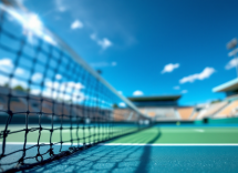 Giocatori di tennis in azione durante una partita internazionale