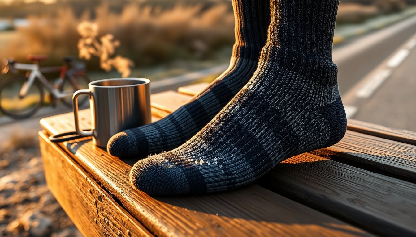 Calze da ciclismo con termoregolazione Outlast e lana merino per uso invernale