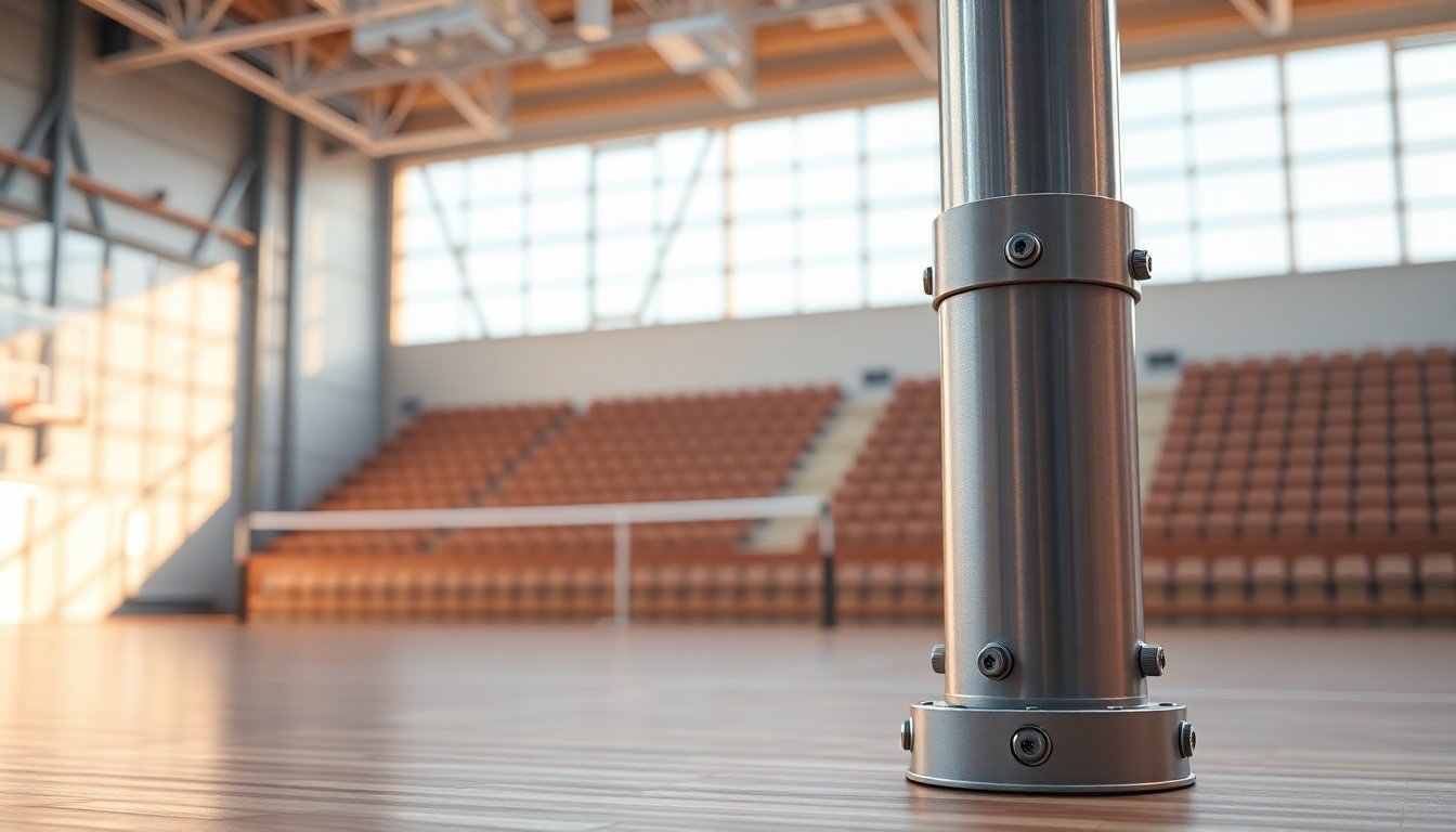 Impianto pallavolo in alluminio monopalo telescopico conforme UNI EN 1271